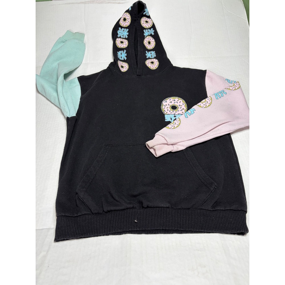 Fresh Laundry Kids XL Colorblock Donut Hoodie Black Pink MintJapanese Streetwear